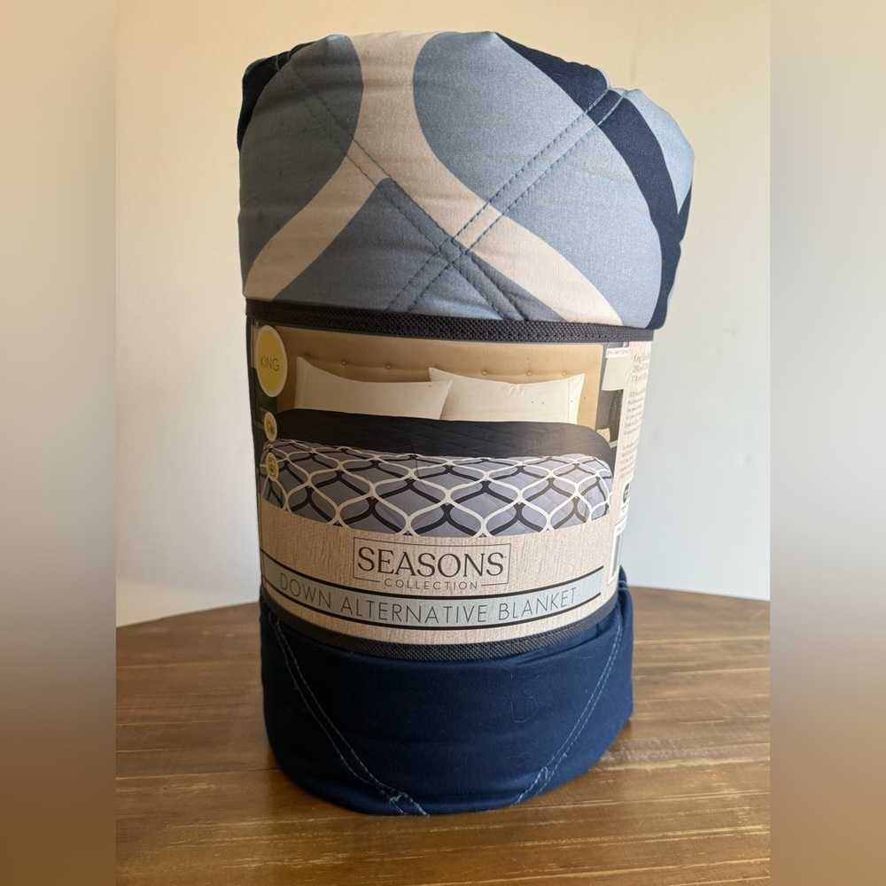 Seasons Collection Down Alternative Blanket King Size Blue Modern Home Decor